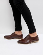 ASOS - Scarpe stringate casual in pelle traforata color cuoio - Marrone