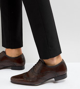 ASOS - Scarpe Oxford a pianta larga stile brogue in pelle marrone - Marrone