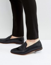 ASOS - Mocassini di pelle neri con dettagli brogue e suola naturale - Nero