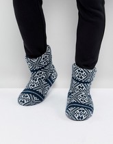 ASOS - Pantofole a stivaletto con motivo natalizio Fair Isle blu - Navy