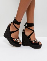 ASOS - TAMIKO - Zeppe alte ricamate - Nero