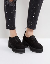 ASOS - OMEGA - Scarpe stringate con tacco e suola spessa - Nero