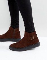 ASOS - Stivaletti Chelsea marroni scamosciati con suola creeper nera - Marrone