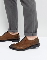 Dead Vintage - Scarpe derby brogue in pelle color cuoio - Rosso