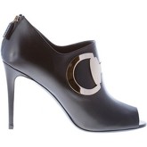 Stivaletti Gucci  Donna tronchetto open toe in pelle NERO con morsetto in metallo.