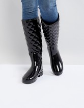 Hunter - Original Refined - Stivali da pioggia alti lucidi con motivo a losanghe - Nero