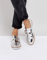 London Rebel - Scarpe monk con fibbia e suola bianca - Argento