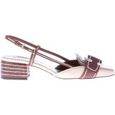 Sandali Prada Scarpa in vernice BEIGE più pelle marrone con fibbia. Tacco 4,5