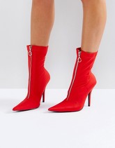 Public Desire - Andorra - Stivaletti aderenti con zip frontale - Rosso