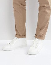 ASOS DESIGN - Sneakers alte bianche in pelle vegan - Bianco