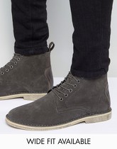 ASOS - Desert boots grigi scamosciati con dettaglio in pelle - Grigio