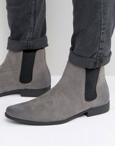 ASOS - Stivaletti Chelsea grigi in pelle sintetica scamosciata - Grigio