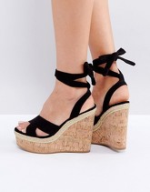ASOS - TAMBOURINE - Zeppe con allacciatura sulla gamba - Nero