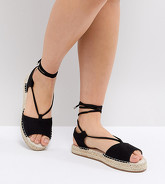 ASOS - JUMP ON - Sandali stile espadrilles da annodare alla caviglia - Nero