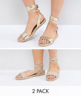 ASOS - JENICA - Confezione da due paia di sandali stile espadrille - Multicolore