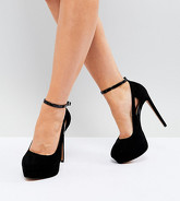 ASOS - PARTYLINE - Scarpe pianta larga con tacco e plateau - Nero