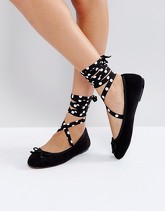 ASOS LAMARA - Ballerine con lacci intercambiabili - Nero