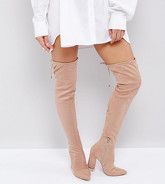 ASOS KARMA - Stivali cuissard a punta - Beige