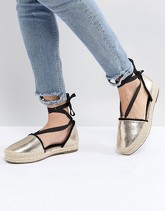 Glamorous - Espadrille flatform dorate con laccetti alla caviglia - Oro