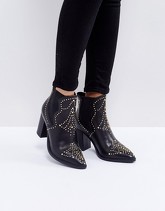 Steve Madden - Himmel - Stivaletti in pelle con borchie e tacco - Nero