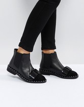 ASOS - AUBREY - Stivaletti in pelle con fiocco - Nero