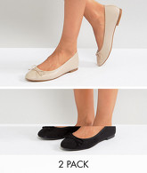 ASOS - LIBRA - Confezione da due paia di ballerine - Multicolore