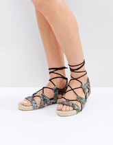 ASOS - JORDY - Sandali stile espadrillas stringati - Multicolore