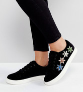 ASOS - DREAM GIRL - Scarpe da ginnastica stringate a pianta larga con decorazioni - Nero