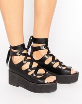 ASOS - OH MY! - Scarpe flatform stringate - Nero