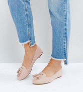 London Rebel - Scarpe a pantofola piatte a pianta larga con nappe - Beige