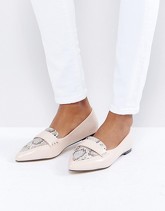 London Rebel - Scarpe piatte con punta pitonata - Beige