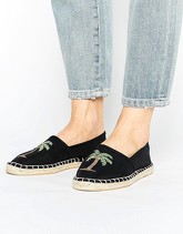 New Look - Espadrillas con stampa di palma - Nero