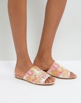 New Look - Sabot piatti a fiori - Beige