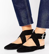 New Look Wide Fit - Scarpe a punta in camoscio sintetico con laccio alla caviglia - Nero