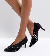 New Look Wide Fit - Scarpe décolleté con borchie e tomaia alta - Nero