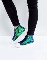 Park Lane - Sneakers alte con paillettes - Blu