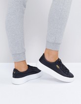 Puma Basket - Scarpe da ginnastica di pelle con plateau nere - Bianco