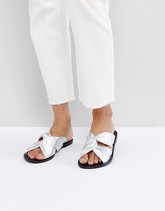ASOS - FAVE - Sabot in pelle con nodo - Argento