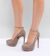 ASOS DESIGN - Partyline - Scarpe a pianta larga con tacco e plateau - Beige