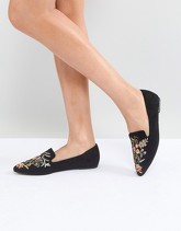 ASOS - MISO - Scarpe piatte stile pantofole con ricami - Nero
