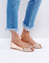 ASOS - LINEAR - Ballerine aperte in punta - Oro