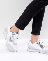 Calvin Klein - Tanya - Sneakers pesanti bianco e argento - Bianco