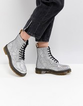 Dr Martens - Scarponcini stringati vegan friendly color argento effetto serpente - Argento