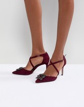 Dune London - Scarpe a punta con cristalli e listini incrociati - Rosso