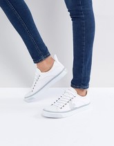 Emporio Armani - Scarpe di tela di jeans stringate con logo aquila al lato - Bianco
