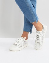 London Rebel - Sneakers stringate all'uncinetto - Bianco