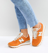 New Balance - 574 - Sneakers arancioni in pelle scamosciata - Arancione
