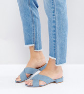 New Look Wide Fit - Sabot in camoscio sintetico con tacco basso - Blu
