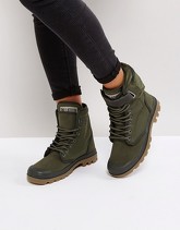 Palladium - Solid Ranger - Scarponcini piatti in twill kaki - Verde