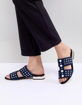 River Island - Slider bassi con borchie e perle - Navy